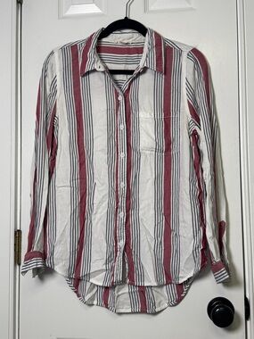 BeachLunchLounge Striped Button Down Shirt Small Coastal Lightweight Top